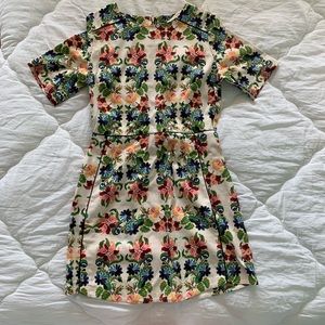 Topshop Needlepoint Floral Tea Length Dress
